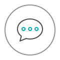 Icon of a chat bubble with ellipses in the centre.