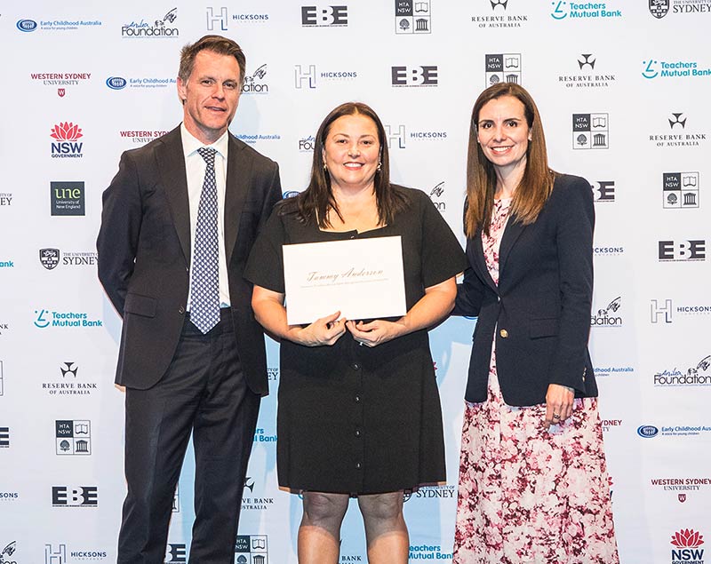 The Hon. Chris Minns MP, NSW Premier, Tammy Anderson, Briar Road Public School and 2026 Scholarship recipient, and The Hon. Courtney Houssos MLC, Minister for Education and Early Learning (NSW).