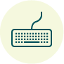 An icon of a computer keyboard representing sending an enquiry online