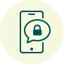An icon of a message with a padlock on a phone representing the secured message option for contacting us.