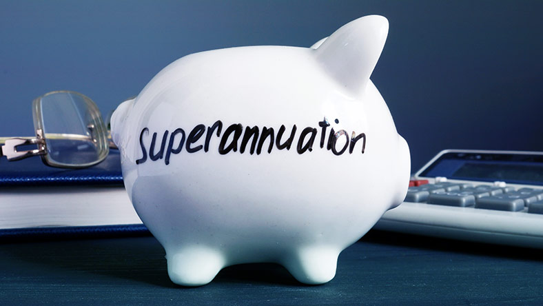 A piggybank with 'superannuation' written on it in black marker.