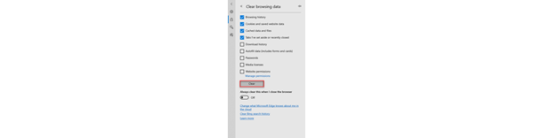 Screenshot of step for troubleshooting system error in Microsoft Edge