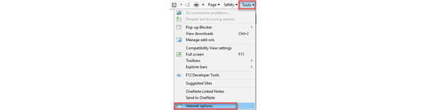 Screenshot of step for troubleshooting system error in Internet Explorer