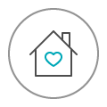 Icon of a home with a love heart inside, symbolizing the concept of a dream home, reflecting aspirations for personal and emotional investment in a perfect living space.