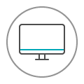 Icon of a computer screen, highlighting the convenience of online banking services.