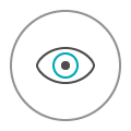 Icon of an eye enclosed in a circle.