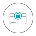 Icon of a bank card with a locked padlock overlay.