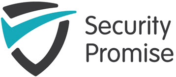 Teachers Mutual Bank Security Promise logo of a dark grey shield with a teal tick and the words 'Security Promise'.
