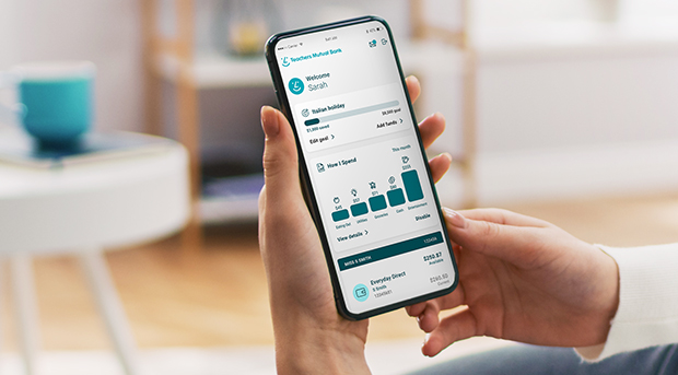 A member checks their accounts on the UniBank app.