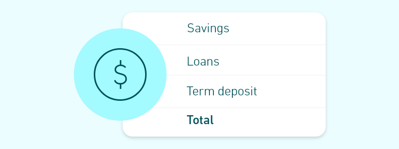 A list of ways to display account status; net position is highlighted.