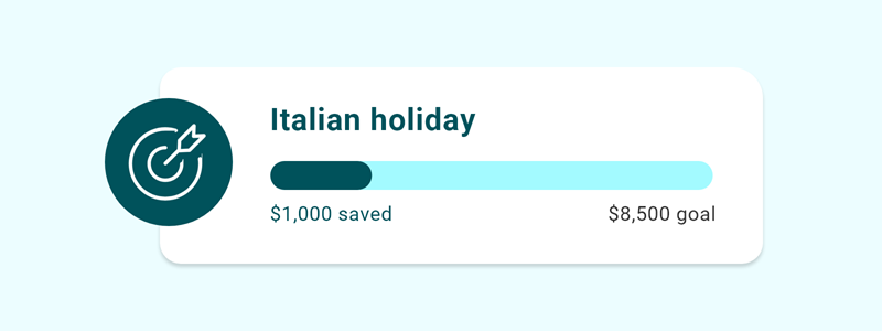 A picture showing the savings goals you can set in the app.