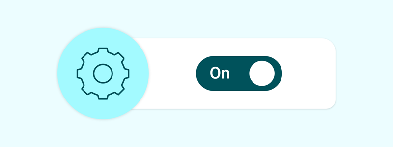 A cogwheel icon representing the options within the settings in the app.