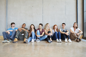 Group of students relaxing on their break 