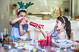 Kids enjoying Christmas lunch