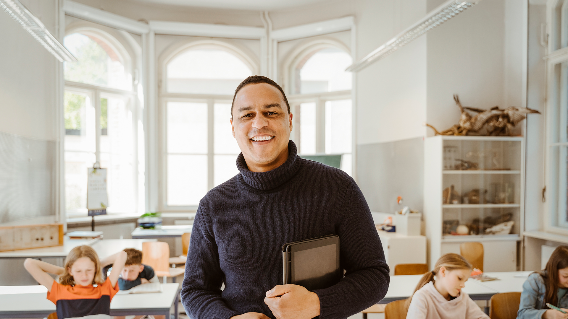 Man smiling in room